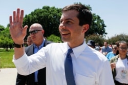 FILE - Democratic 2020 U.S. presidential candidate Mayor Pete Buttigieg, who is gay and married to a man, arrives to the Capital Pride LGBTQ celebration at the Iowa State Capitol in Des Moines, Iowa, June 8, 2019.