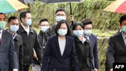 資料照：台灣總統蔡英文在新北市出席網絡安全調查辦公室的成立儀式。 （2020年4月24日）