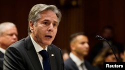 美国国务卿安东尼·布林肯2023年5月16日出席参议院拨款委员会听证会。