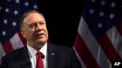 美國國務卿蓬佩奧在紐約發表講話。(2019年10月30日) 