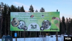 2025年3月3日，阿赫泰里動物園度假區的戶外廣告看板。 (美國之音/李北平攝)