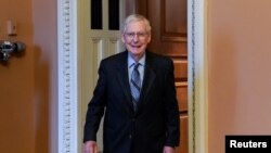 美國國會參議院共和黨領袖米奇·麥康奈爾。(2024年2月28日）