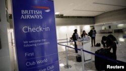 墨西哥城一個國際機場的英國航空公司櫃檯（2020年12月21日）