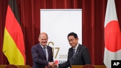 德国总理奥拉夫·朔尔茨（Olaf Scholz）2023年3月18日与日本首相岸田文雄会晤。（媒体联访照片）
