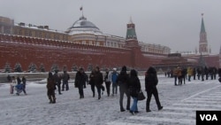 冬天的莫斯科红场和列宁墓(美国之音 白桦)