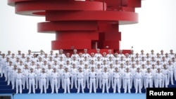 中國海軍在青島慶祝人民解放軍海軍建軍70週年。 (2019年4月22日)