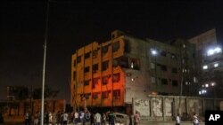 開羅國家安全機構辦公樓外發生爆炸後的現場情況