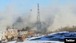 2018年1月9日，山西臨汾市由家庭教會耗資1700萬元興建的金山台教堂被當地政府爆破強拆。 （推特圖片）