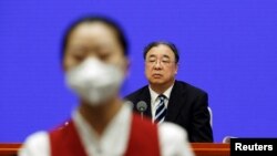 中國國家衛生健康委員會主任馬曉偉在白皮書發布會上。 （2020年6月7日）