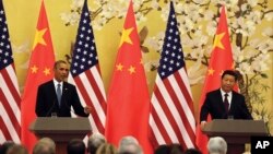 習近平與奧巴馬2014年11月12日在北京舉行記者會。