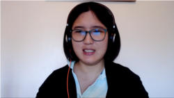 张学菲（Sophie Zhang）接受美国之音Skype采访视频截图。