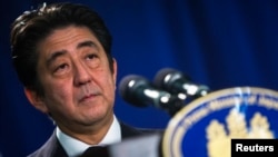 日本首相安倍晉星期五在紐約舉行記者會