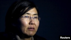 中國維權律師王宇2014年3月1日在北京接受路透社採訪時講話。