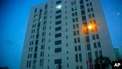 這張星期二拍攝的照片上顯示上海郊外的中國人民解放軍61398部隊大樓