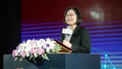 台灣總統蔡英文出席微軟投資台灣新計劃發表記者會。 （台灣總統府提供）