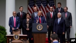 特朗普總統星期五（6月5日）在白宮玫瑰園就美國就業數據召開記者會。