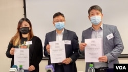 香港民意研究所7月9日公佈最新民意調查顯示，41%民主派支持者認同民主派區議員應該拒絕宣誓、直接辭職。(美國之音: 湯惠芸拍攝)