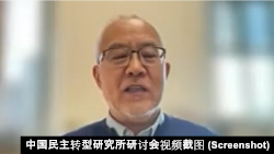 美國斯坦福大學中國經濟與製度研究中心高級研究員吳國光教授。 （研討會視頻截圖）