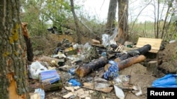 乌克兰9月11日公布的在哈尔科夫地区的一次反攻行动中被乌克兰武装部队缴获的俄罗斯士兵的据点。