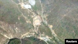 北韓核試驗場及其坑道。