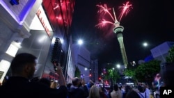 2024年1月1日新西蘭奧克蘭放煙火慶祝新年