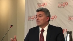 加德納參議員2019年3月14日在2049項目研究所及全球檯灣研究中心美台關係研討會上發表講話(美國之音鐘辰芳拍攝）