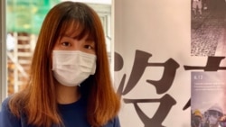 本土青年意志發言人張心怡表示，活動希望透過以物易物的方式，找到抗爭運動的共鳴。(美國之音 湯惠芸拍攝)