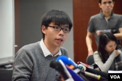 香港眾志秘書長黃之鋒。（美國之音湯惠芸攝）