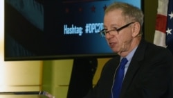 美國國防部主管研發與軍事工程的副部長格里芬（Michael Griffin）出席一次防務討論會（美國國防部2020年3月4日）