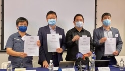 香港民意研究所公佈最新民意調查顯示，接近60%受訪者，反對修改香港選舉制度。（美國之音湯惠芸攝）