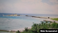 台灣太平島碼頭模擬圖像(翻拍中時電子報)