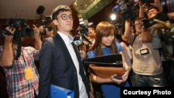 青年新政的梁頌恆和游蕙禎（蘋果日報圖片） 