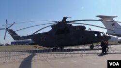 2015年莫斯科航展上的米-26直升機。(美國之音白樺拍攝)