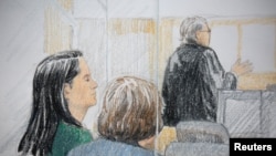 華為首席財務官孟晚舟在加拿大溫哥華的不列顛哥倫比亞省最高法院出庭。 (2018年12月7日)