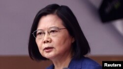 2021年10月10日，台灣總統蔡英文在雙十國慶上講話。