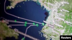 湯森路透Eikon船運追蹤屏幕顯示貨船返回朝鮮南浦港。（2017年4月11日）