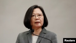 台灣總統蔡英文在記者會上（資料照片）