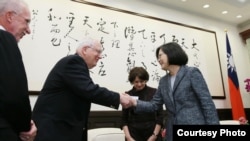 台湾总统蔡英文在台湾会见到访的美国智库外交政策全国委员会（台湾总统府图片）