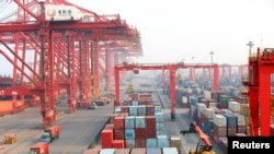 2018年4月29日中國山東日照港的繁忙景象。(路透社)