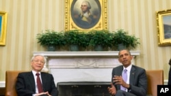 越共總書記阮富仲星期二和奧巴馬總統在白宮會晤。