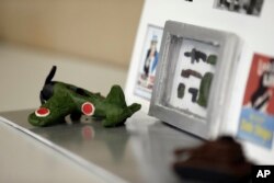 A project created by students learning about the D-Day invasion at Normandy is displayed during a history class at Crossroads FLEX High School in Cary, N.C., May 21, 2019.