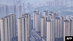 中國江蘇省淮安市的住宅大樓群鳥瞰。 （2024年11月12日）