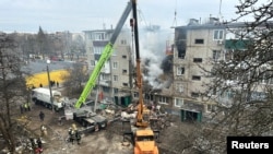 资料照片：乌克兰苏梅市遭到俄罗斯无人机的攻击。(2024年3月23日)