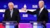 2020年2月25日民主党总统参选人桑德斯（左）和前副总统拜登在南卡罗来纳州查尔斯顿辩论
