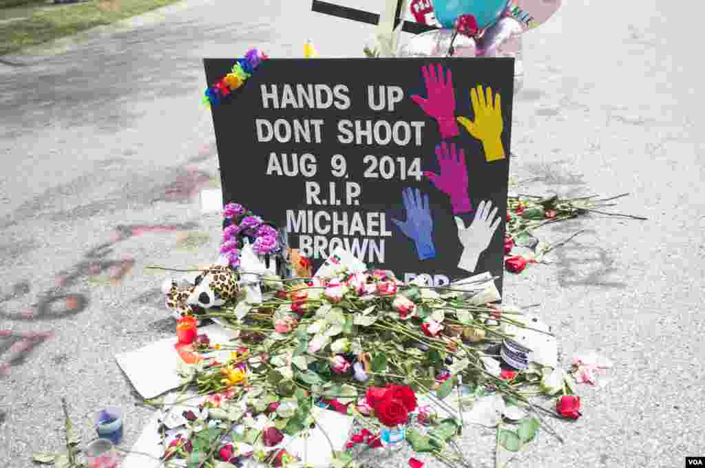 这个牌子写着&ldquo;举起双手不要开枪麦克&middot;布朗安息&rdquo;