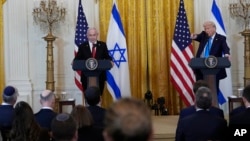 2025年2月4日，美國總統特朗普與以色列總理內塔尼亞胡在白宮舉行聯合記者會。