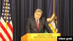 美國司法部長在福特總統博物館就中國問題發表講話。 (2020年7月16日)