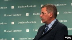 前美军太平洋舰队情报主管法内尔2019年5月14日在哈德逊研究所发言（美国之音黎堡）