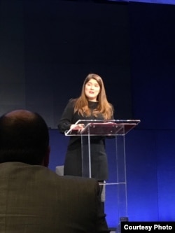 无国界记者美国办事处负责人戴尔芬·哈尔根在星期三的报告发布会上