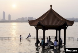 长江的武汉江段涨水（2015年6月19日）